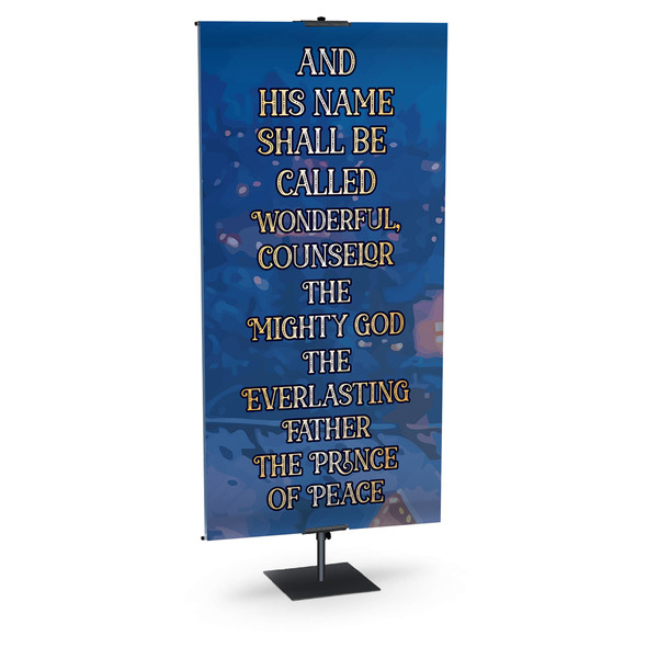 Church Banner - Warm Christmas Scene - Wonderful, Counselor, The Mighty God