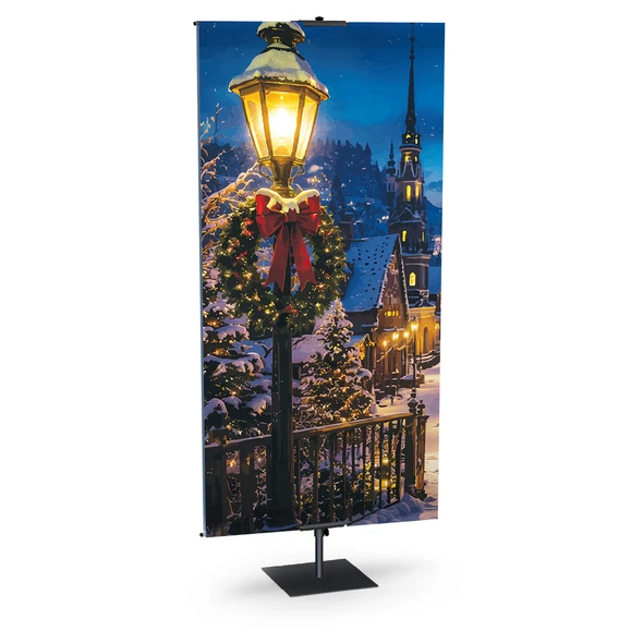 Church Banner - Warm Christmas Scene - Lamppost