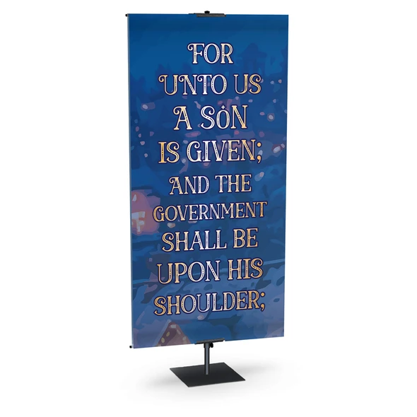 Church Banner - Warm Christmas Scene - For Unto Us