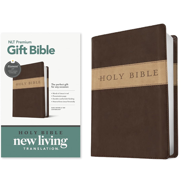 NLT Premium Gift Bible, Filament Enabled (Imitation Leather, Dark Brown/Tan TuTone) - Case of 24