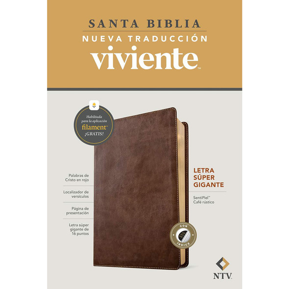Biblia Letra Super Gigante NTV, con Filament (Tapa dura, Rustic Brown) - Case of 8
