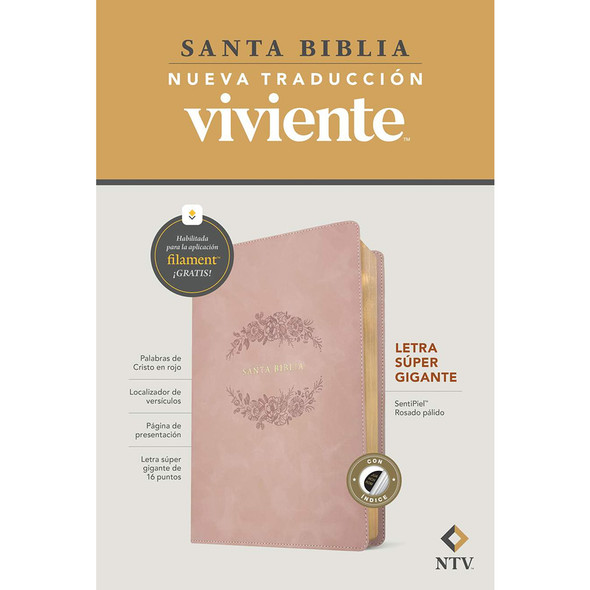 Biblia Letra Super Gigante NTV, con Filament (16-Point, Spanishm Pale Pink) - Case of 8