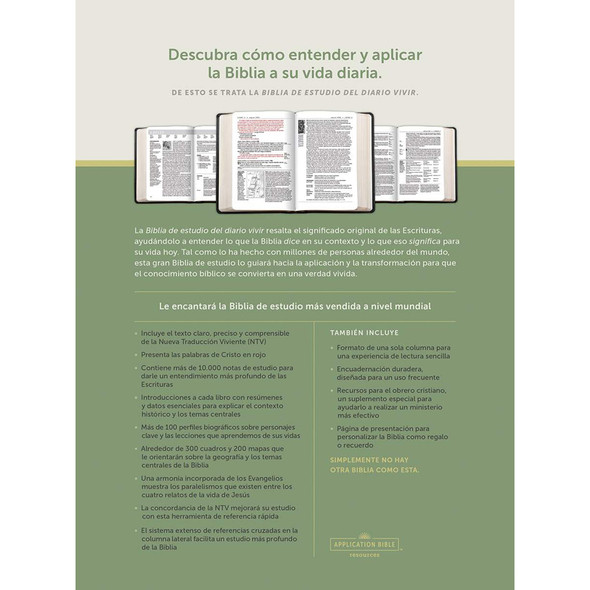 Biblia de estudio del diario vivir NTV - Nueva Traduccion Viviente (Spanish, 2512 pages) - Case of 8