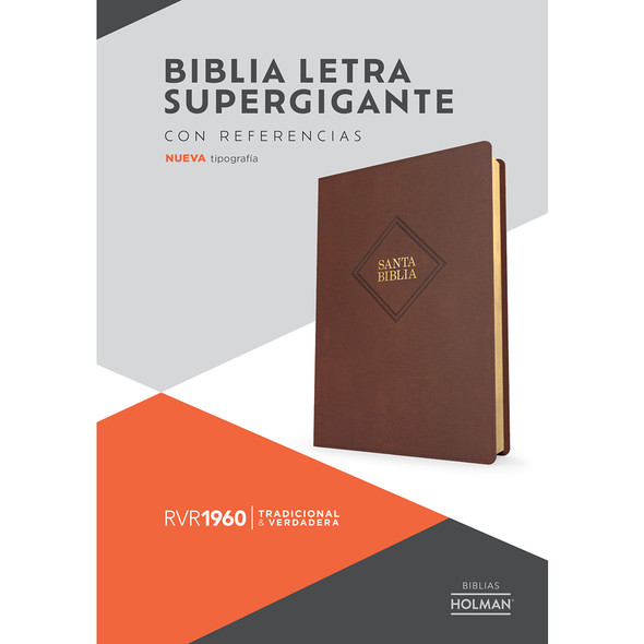 RVR 1960 Biblia Letra Supergigante, Marron Piel Fabricada (Edicion 2023) - Case of 8