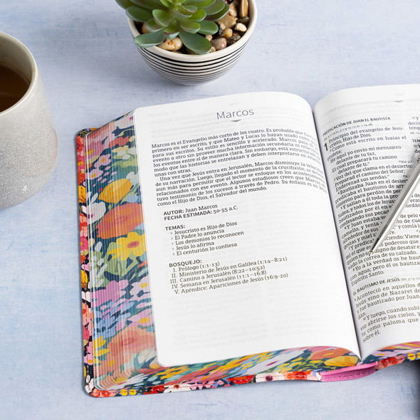 RVR 1960 Biblia Letra Grande, Tamano Manual, Edicion Especial, Multicolor Floral, Simil Piel - Case of 12