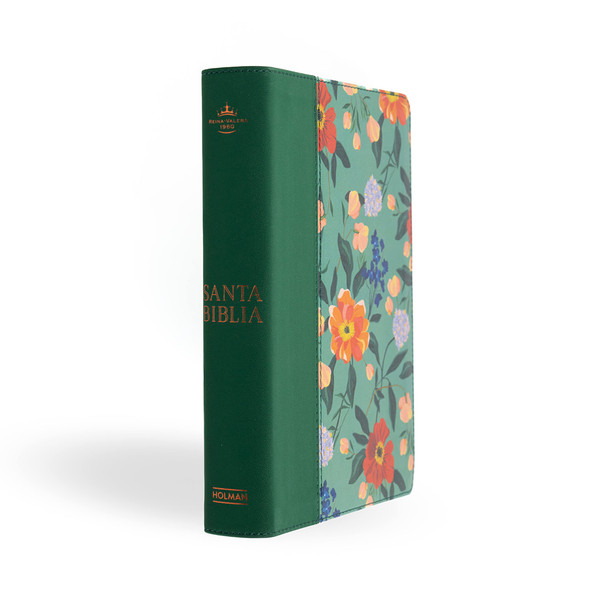RVR 1960 Biblia Letra Grande, Tamaño Manual, Edicion Especial, Verde Floreado, Simil Piel - Case of 12