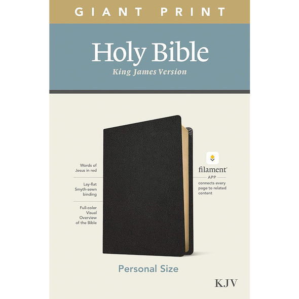 KJV Personal Size Giant Print Bible, Filament Enabled (Genuine Leather, Black, Red Letter) - Case of 16