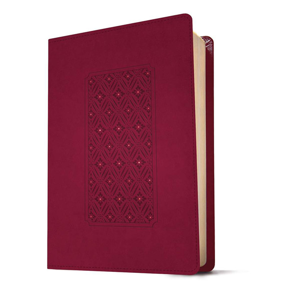 KJV Personal Size Giant Print Bible, Filament Enabled (LeatherLike, Diamond Frame Cranberry, Indexed, Red Letter) - Case of 16