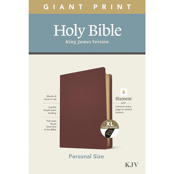 KJV Personal Size Giant Print Bible, Filament Enabled, Indexed (Genuine Leather, Burgundy, Red Letter)