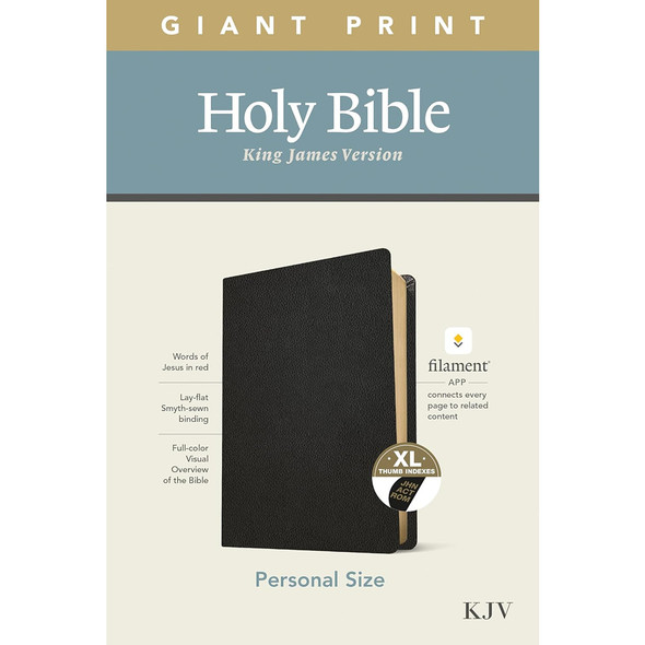 KJV Personal Size Giant Print Bible, Filament Enabled, Indexed (Genuine Leather, Black, Red Letter)
