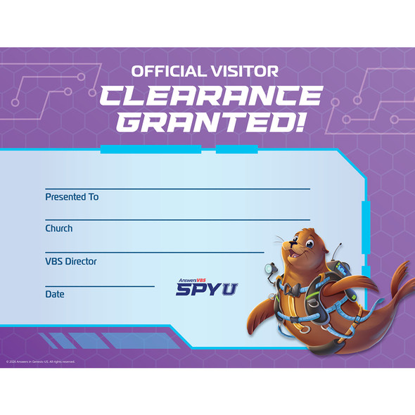 Visitor Certificate (Pack of 10) - Letter Size (11in. x 8.5in.) - Spy U VBS 2027 by Answers