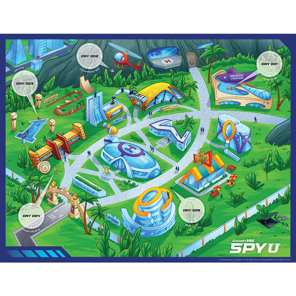 Spy U Map and Stickers (Pack of 10 Maps and 1 Sticker Sheet) -  Spy U VBS 2027 by Answers