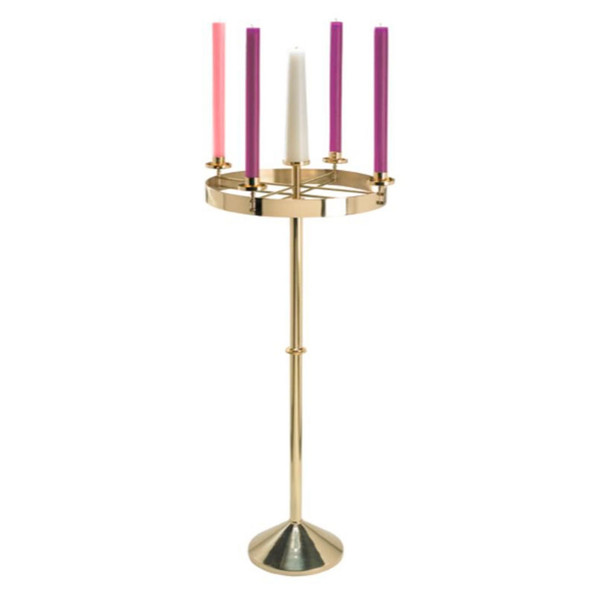Church Advent Wreath Candleholder for 1.5" Candles - Solid Brass - 48" Height - Sudbury Brand