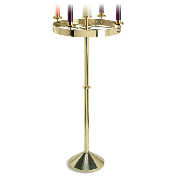 Church Advent Wreath Candleholder for 1.5" Candles - Solid Brass - 48" Height - Sudbury Brand
