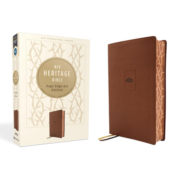 NIV Heritage Bible, Page Edge Art Edition, Leathersoft, Brown, Red Letter, Comfort Print - Case of 12