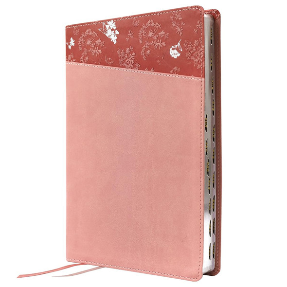 NIV Thinline Bible, Large Print, Leathersoft, Pink, Red Letter, Thumb Indexed, Comfort Print - Case of 20