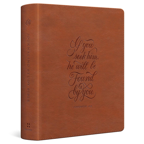 ESV Journaling Study Bible (TruTone, English Saddle, 1 Chronicles 28:9 Design) - Case of 8
