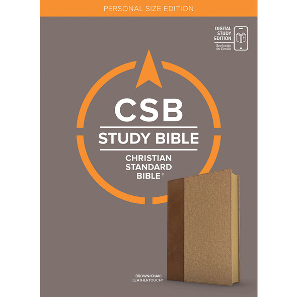CSB Study Bible, Personal Size, Digital Study Edition, Brown/Khaki LeatherTouch - Case of 10