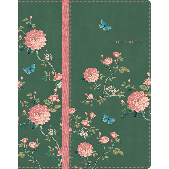 CSB Notetaking Bible, Green Floral LeatherTouch, Zipper Edition - Case of 12