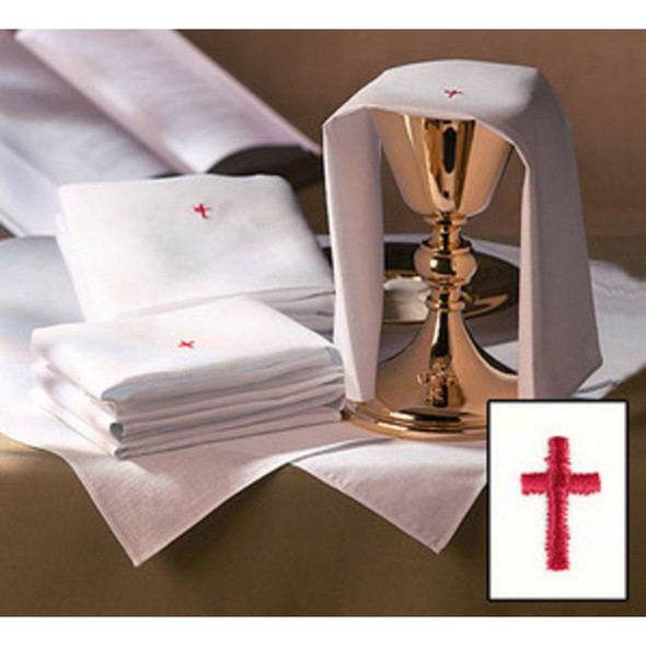 Red Cross Chalice Pall w/ Insert - Poly/Cotton (12 pack)