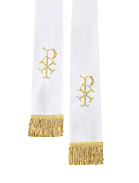 Jacquard Red/White Reversible Stole 90"