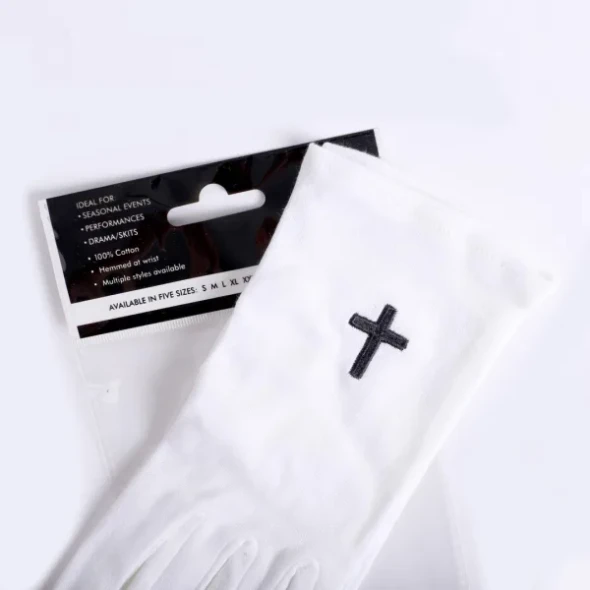 White Gloves with Cross (Medium)
