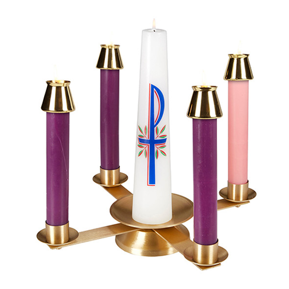 Satin Brass Advent Wreath 18" Diameter x 3" Height