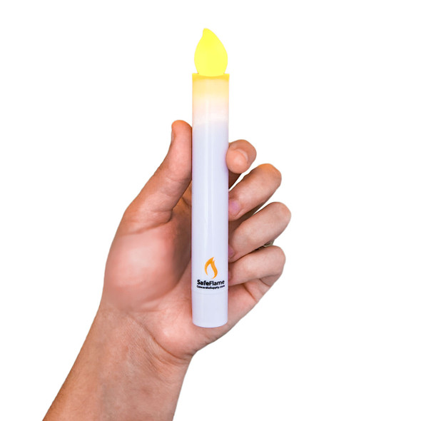 SafeFlame Handheld Flameless LED Candle (Pack of 10) - Battery w/ On-Off Switch - Classic Amber Flicker