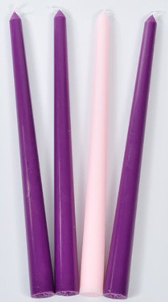 Vermont Christmas Company 10" x 7/8" Advent Taper Candles (3 Purple, 1 Rose)