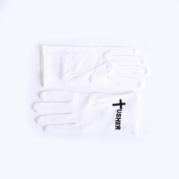 White Usher Gloves with Cross (Small)