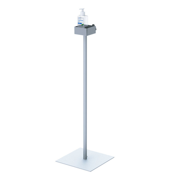 Hand Sanitizer Stand - Basic Pump Dispenser - 48" Fixed Height - Silver Color