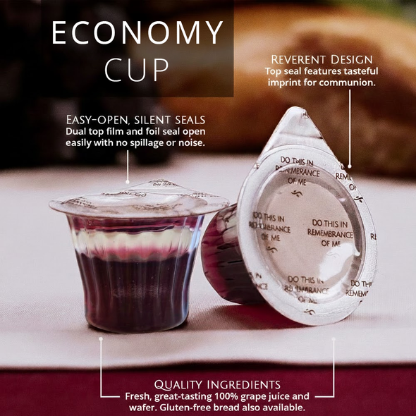 ECONOMY Cup, Juice & Wafer Prefilled Communion Set (Box of 500)