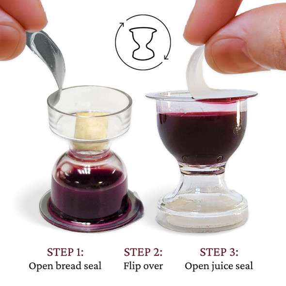 TrueVine Chalice Prefilled Communion Cups - WAFER & Wine (Pack of 100)