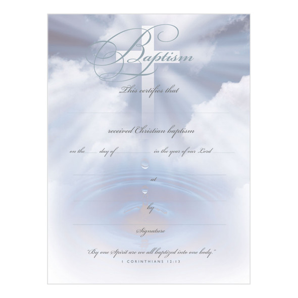 Certificate - Baptism - 8.5" x  11" - Premium Stock Silver Foil Embossed