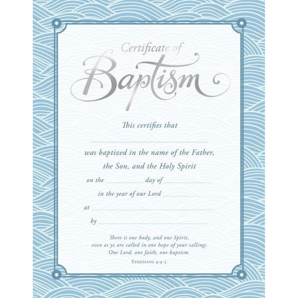 Certificate - Baptism - 8.5" x  11" - Premium Stock  Foil Embossed
