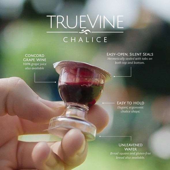 TrueVine Chalice Prefilled Communion Cups - WAFER & Wine (Pack of 25)
