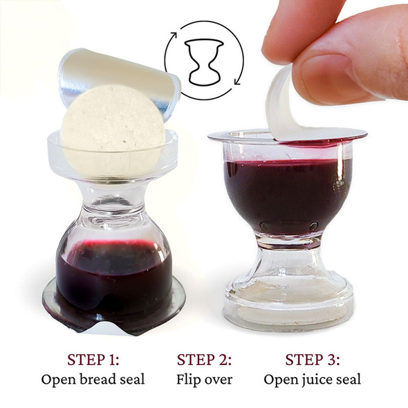 TrueVine Chalice Prefilled Communion Cups - WAFER & Juice (Pack of 25)