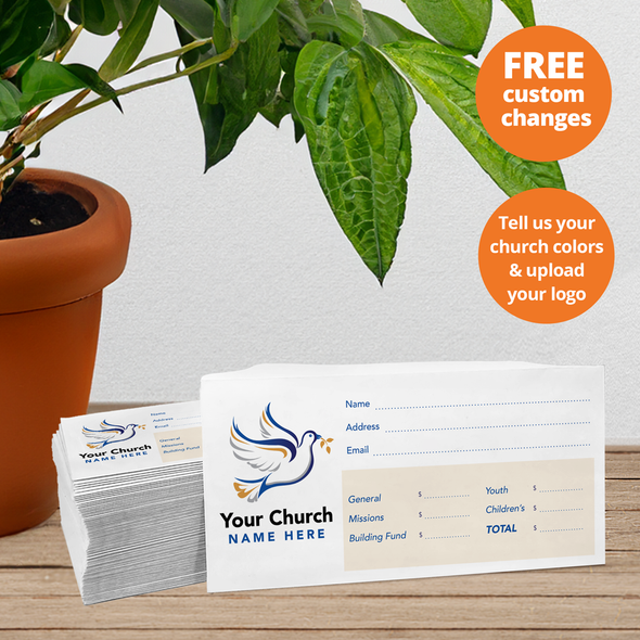 Custom Offering Envelope - Full Color - Dove - Box of 500