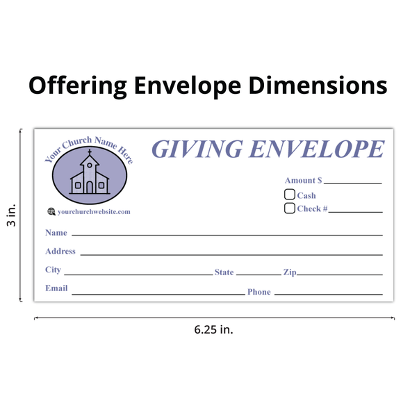 Custom Offering Envelope - Two Color - Purple Text Giving - E2C009 - Box of 500
