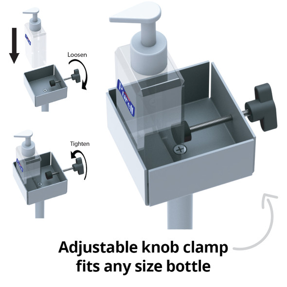 Hand Sanitizer Stand - Basic Pump Dispenser - 48" Fixed Height - Black