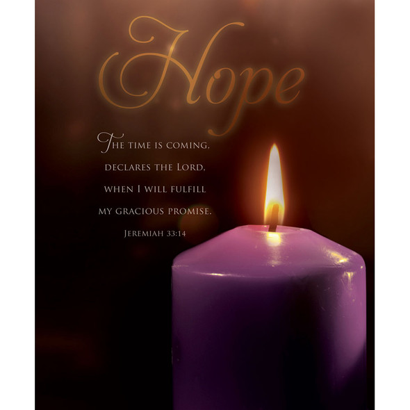 Church Bulletin - 14" - Advent - Candle - Hope - Scripture - Jeremiah 33:14 - Pack of 100
