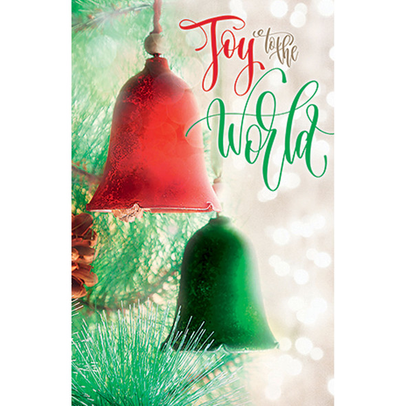 Church Bulletin - 11" - Christmas - Joy to the World Red and Green Bells - Pack of 100