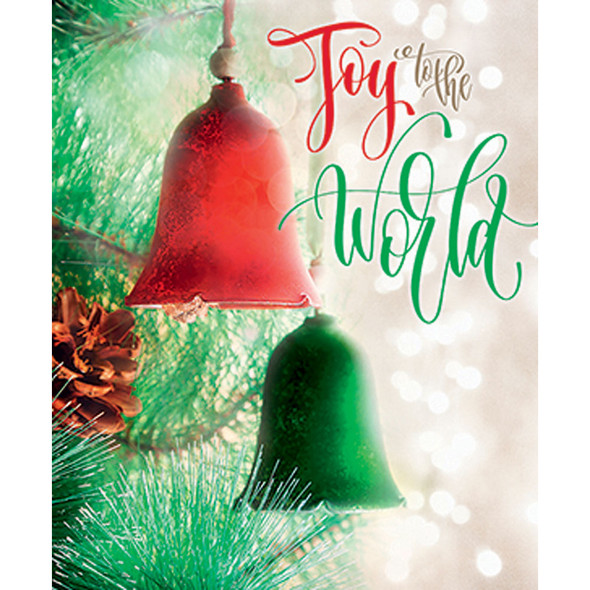Church Bulletin - 14" - Christmas - Joy to the World Red and Green Bells - Pack of 100