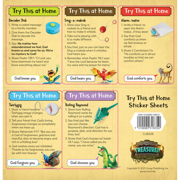 "Try This at Home" Sticker Sheets (Pack of 10) - Treasured VBS 2021