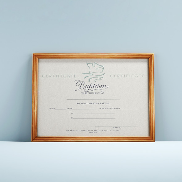 Baptism Certificate - Premium, Blue Foil-Embossed - 8.5x11 - Mark 16:16