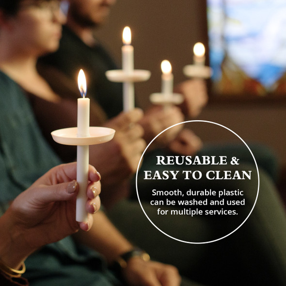 Candlelight Service Set of 1000 Emkay Vigil Candles 5" x 1/2" and Plastic Disc Drip Protectors