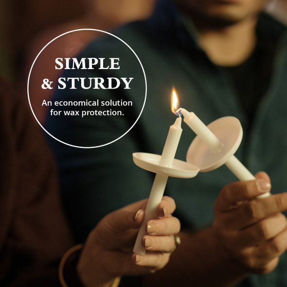 Candlelight Service Set of 250 Vigil Candles 6.5" x 1/2" and Plastic Disc Drip Protectors