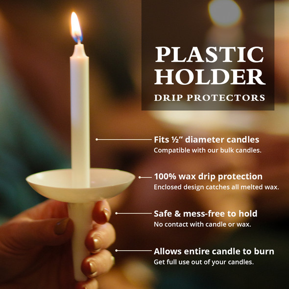 Candlelight Service Set of 1000 Vigil Candles 6.5" x 1/2" and Plastic Candle Holders