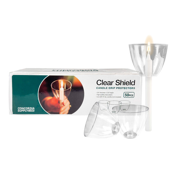 Candlelight Service Set - 6.5" Candles & Clear Plastic Shields (Set of 250)