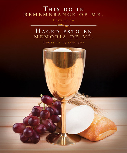 Church Bulletin 14" - Communion (Bilingual) - This Do In Remembrance of Me (Pack of 100)